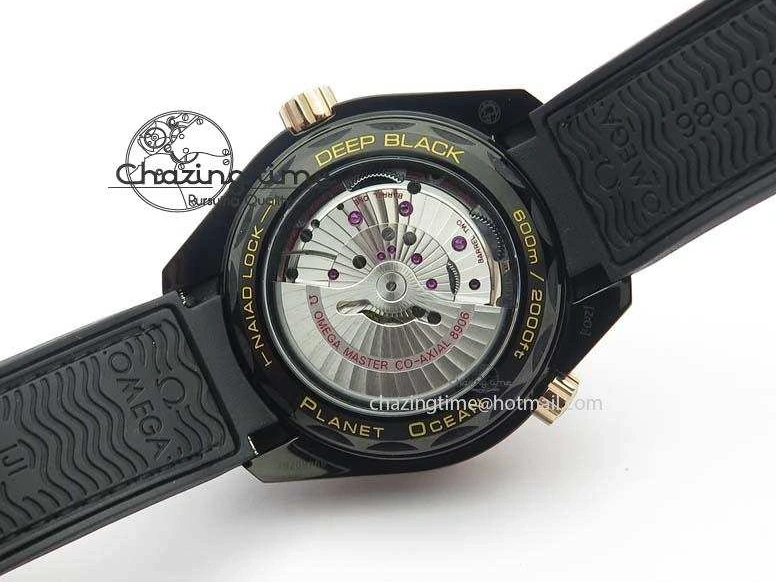 0427 Planet Ocean 45mm GMT DLC RG JHF Best Edition Black Dial On Leather Strap A Soft 8193